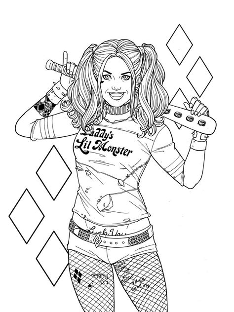 harley quinn coloring pages|harley quinn drawing pages.